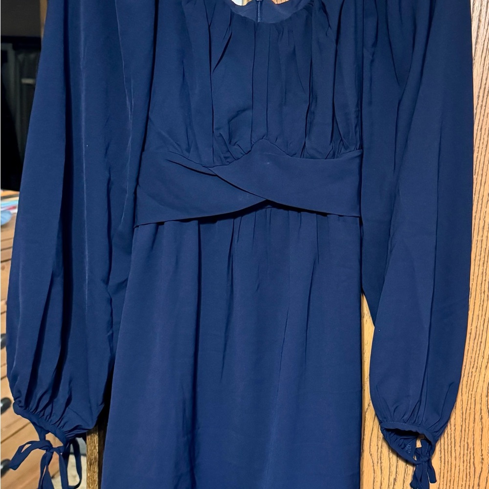 Acelitt Sweetheart Neck Lantern Sleeve Ruffle Hem Dress
